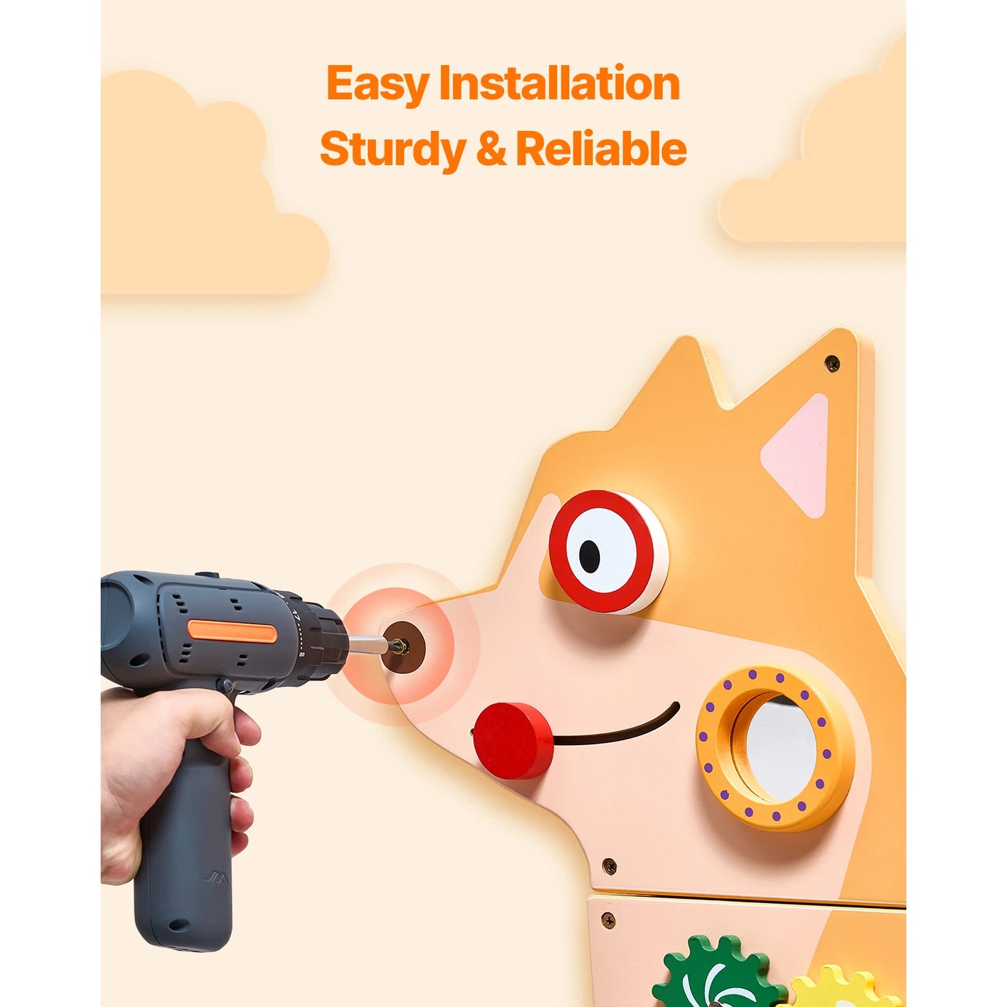 Wooden Montessori Busy Board Wall Panel | 12 Interactive Learning Activities