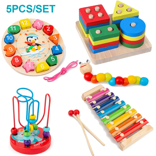 Montessori Wooden Learning Toy Set (5-Piece or 6-Piece)