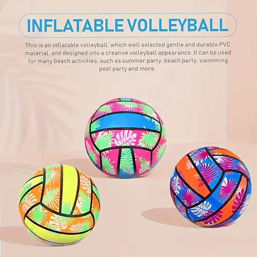 4/2/1pcs Inflatable Beach Volleyballs 4pcs - Tropical Leaf Print PVC