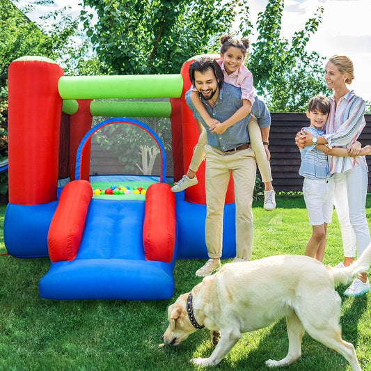 Kids’ Backyard Bounce House with Slide & Ball Pit