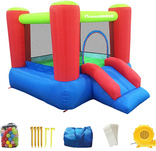 Kids’ Backyard Bounce House with Slide & Ball Pit