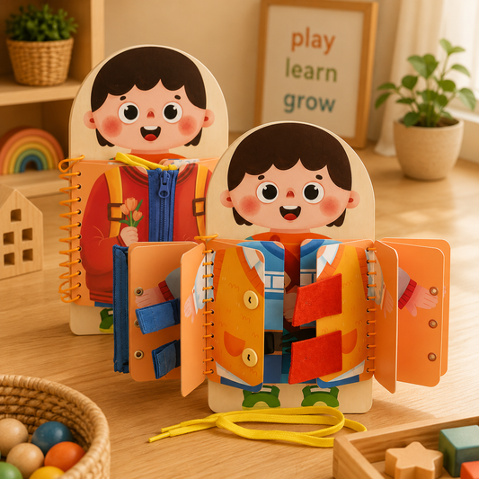 Montessori Dressing Busy Board | Fine Motor & Life Skills Toy