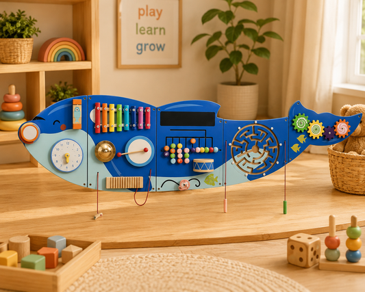 Montessori Orca Sensory Activity Wall Panel | 12 Interactive Learning Activities