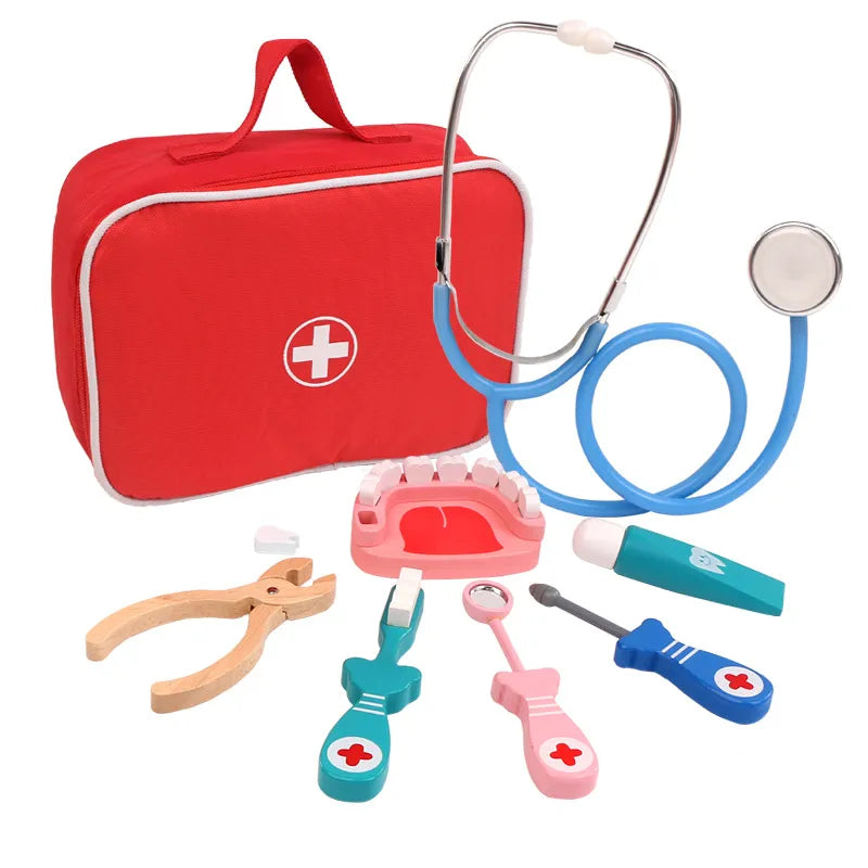 Kids Wooden Dentist Play Set – Pretend Dental Kit