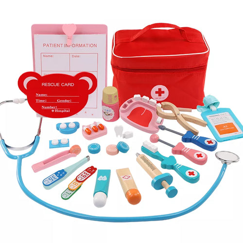 Kids Wooden Dentist Play Set – Pretend Dental Kit