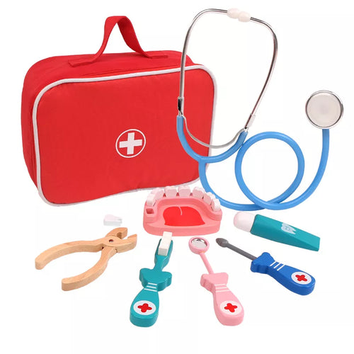 Kids Wooden Dentist Play Set – Pretend Dental Kit
