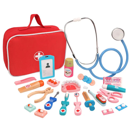 Kids Wooden Dentist Play Set – Pretend Dental Kit