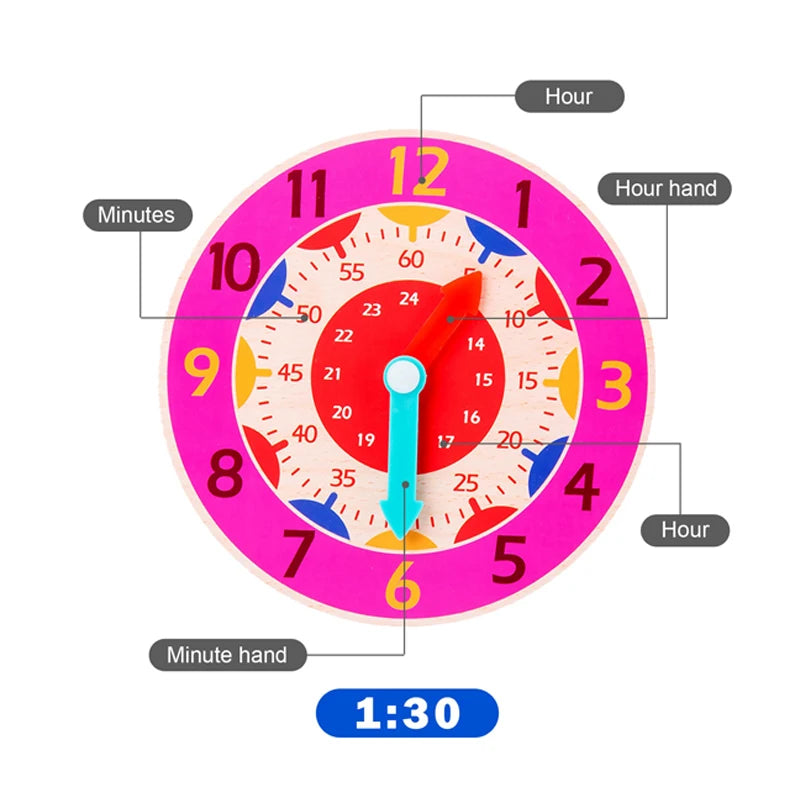 Wooden Montessori Teaching Clock | Preschool Time Learning Toy