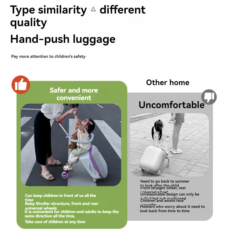 A Children's Suitcase with a Handle, a Travel Case, a Stroller for