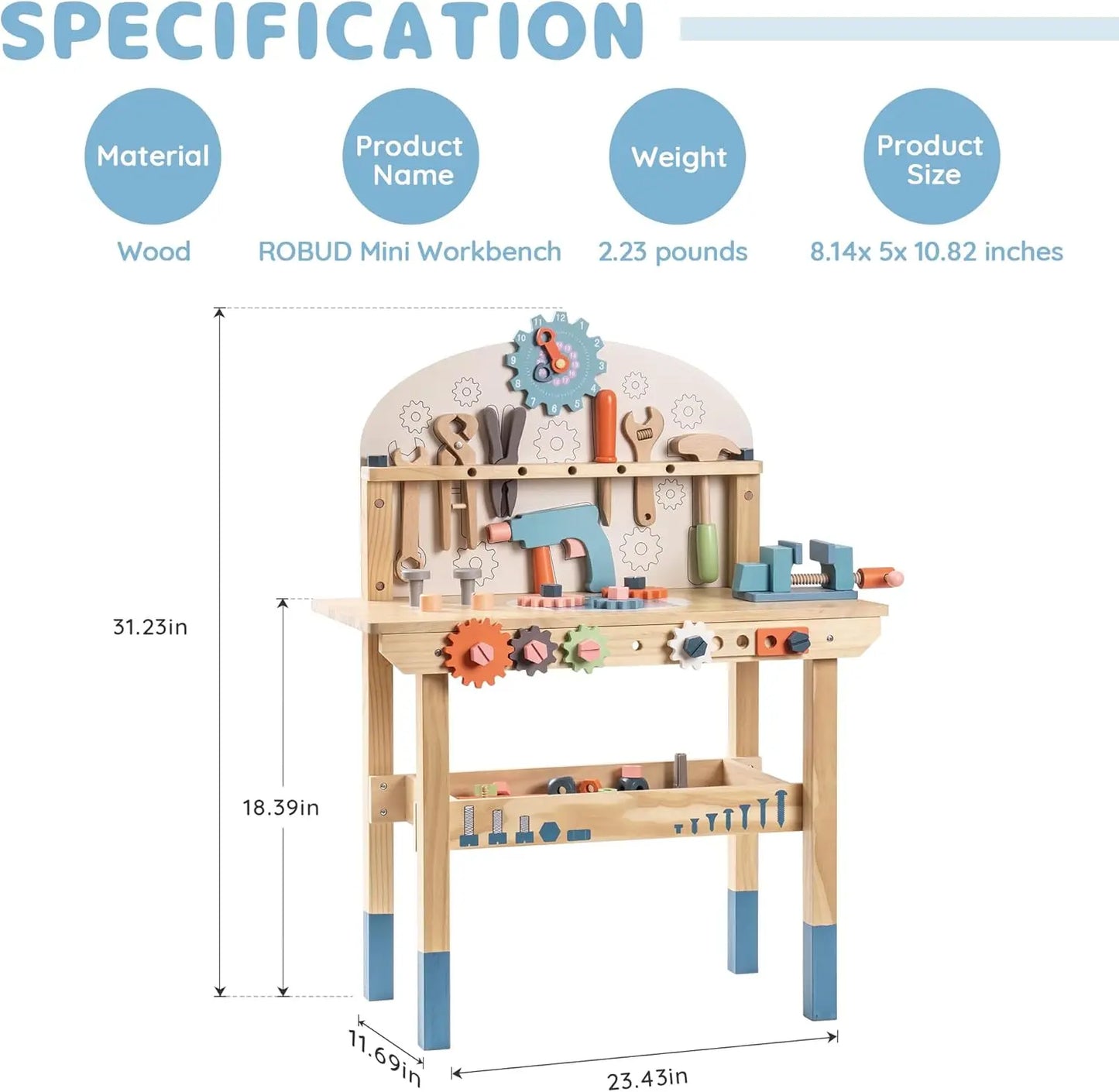 Robotime Kids Tool Bench Set Large Wooden Work Bench Construction