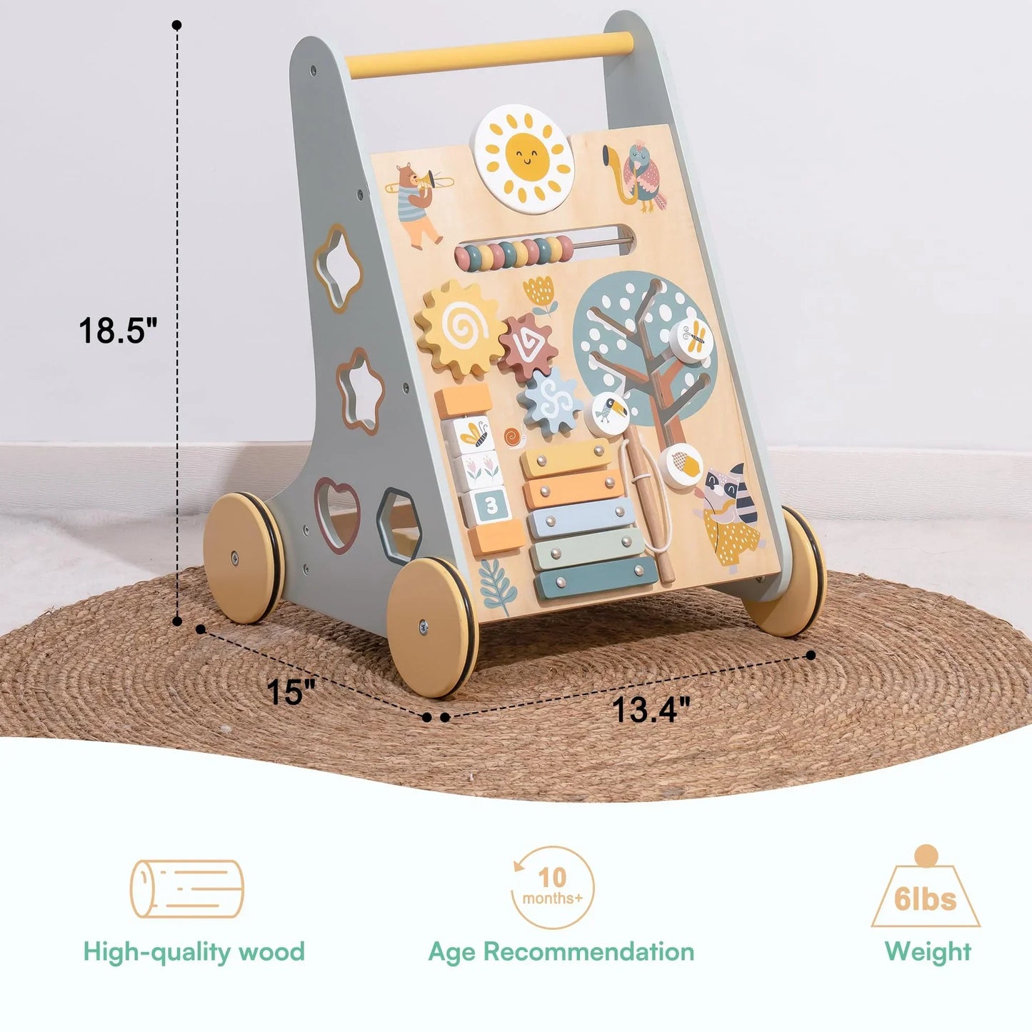 Montessori Wooden Baby Activity Walker