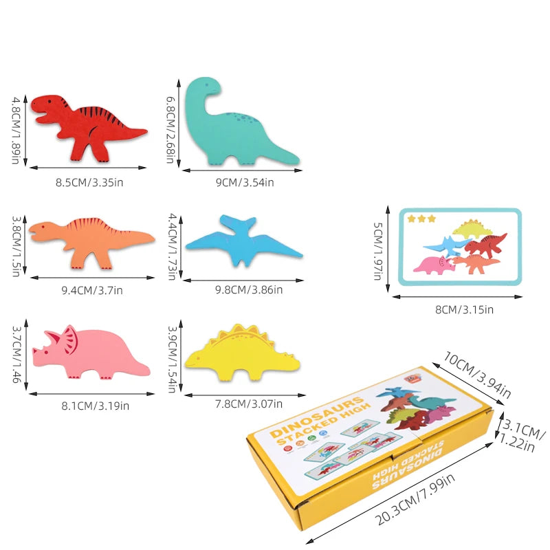 Wooden Balance Blocks Toys For Children Animal Dinosaur Building