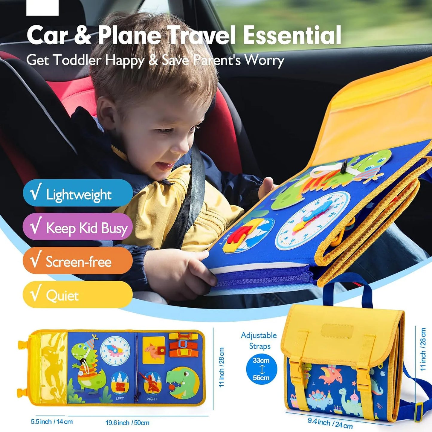 Toddler Montessori Busy Board Backpack | 18 Educational Activities