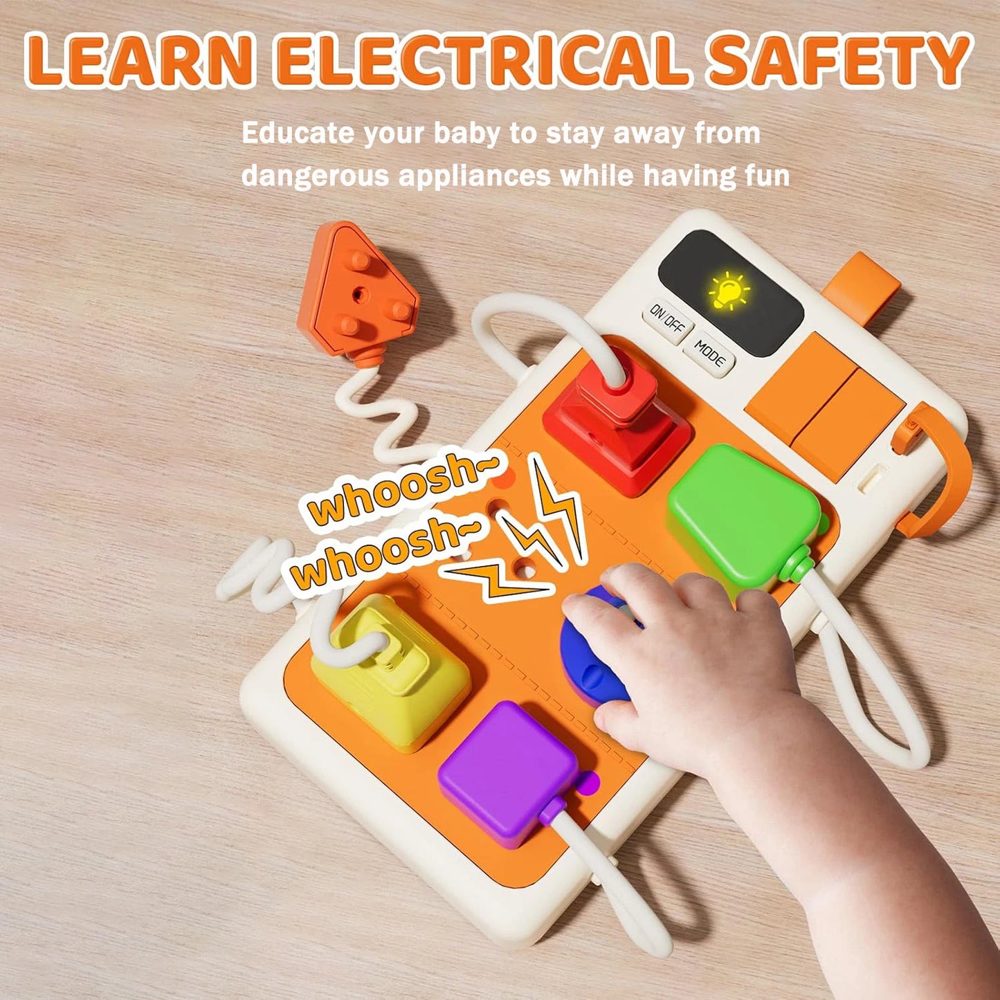 Montessori Sensory Plug Board | Safe Electrical Learning Toy for Toddlers