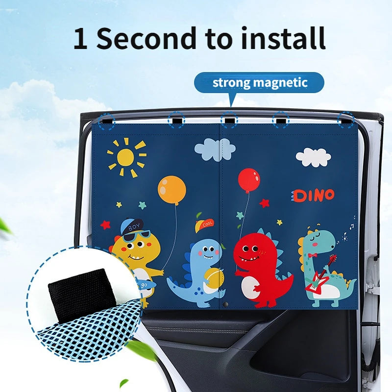 2 Layers Telescopic Car Window Shades for Kids with Magnetic Mosquito