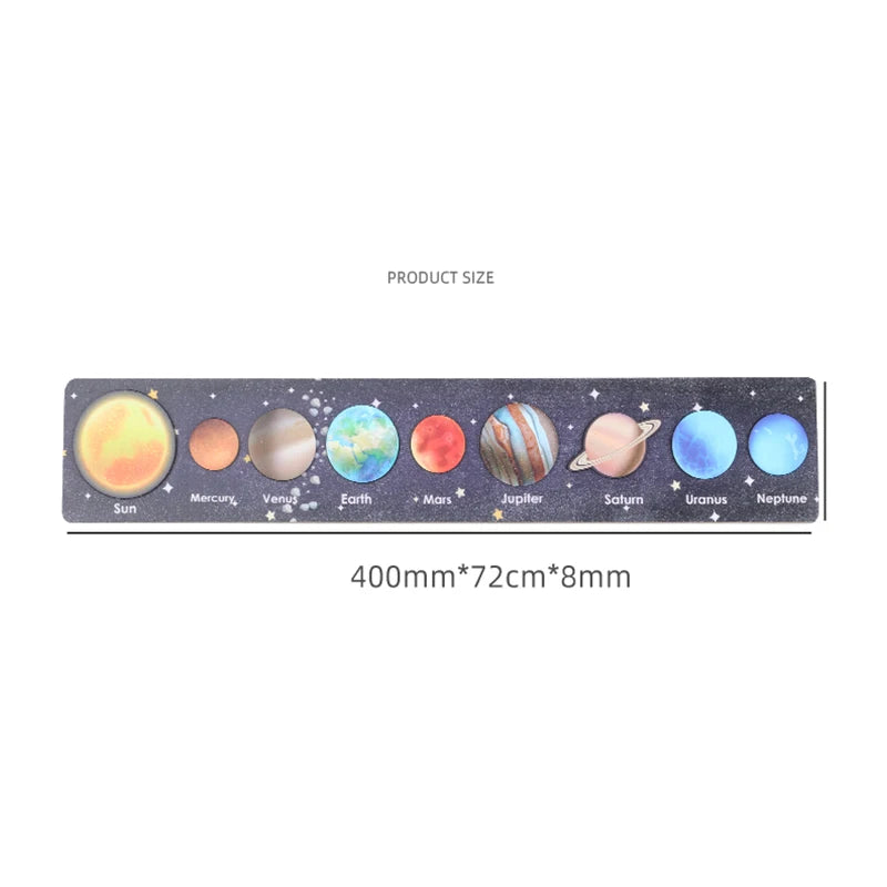 New Montessori Wooden Toys Eight Planets Puzzle Earth Sun Solar System