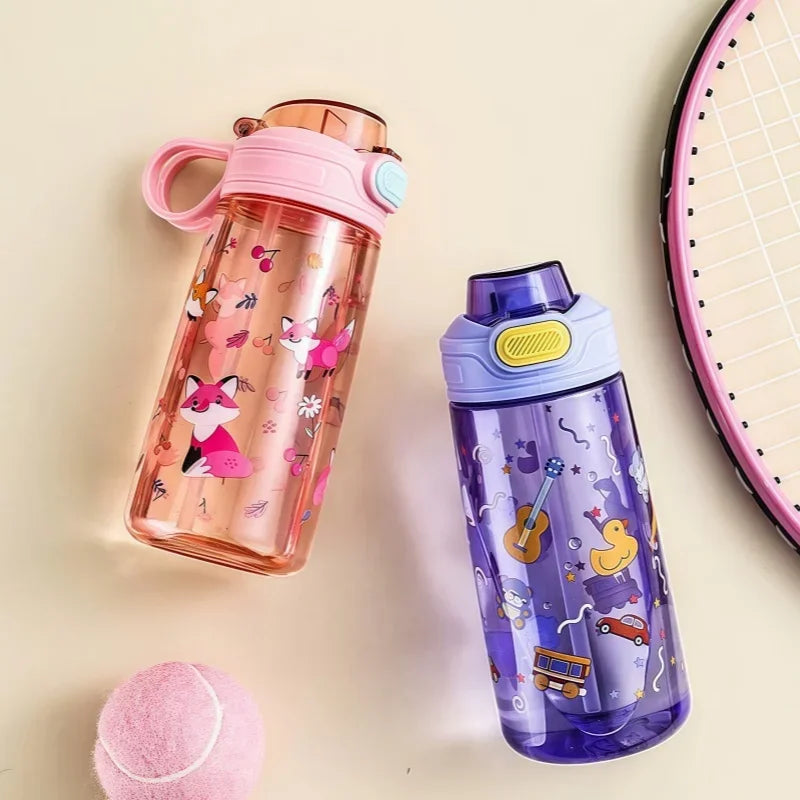 550ml Kids Cartoon Animal Water Bottle with Safety Lock Portable