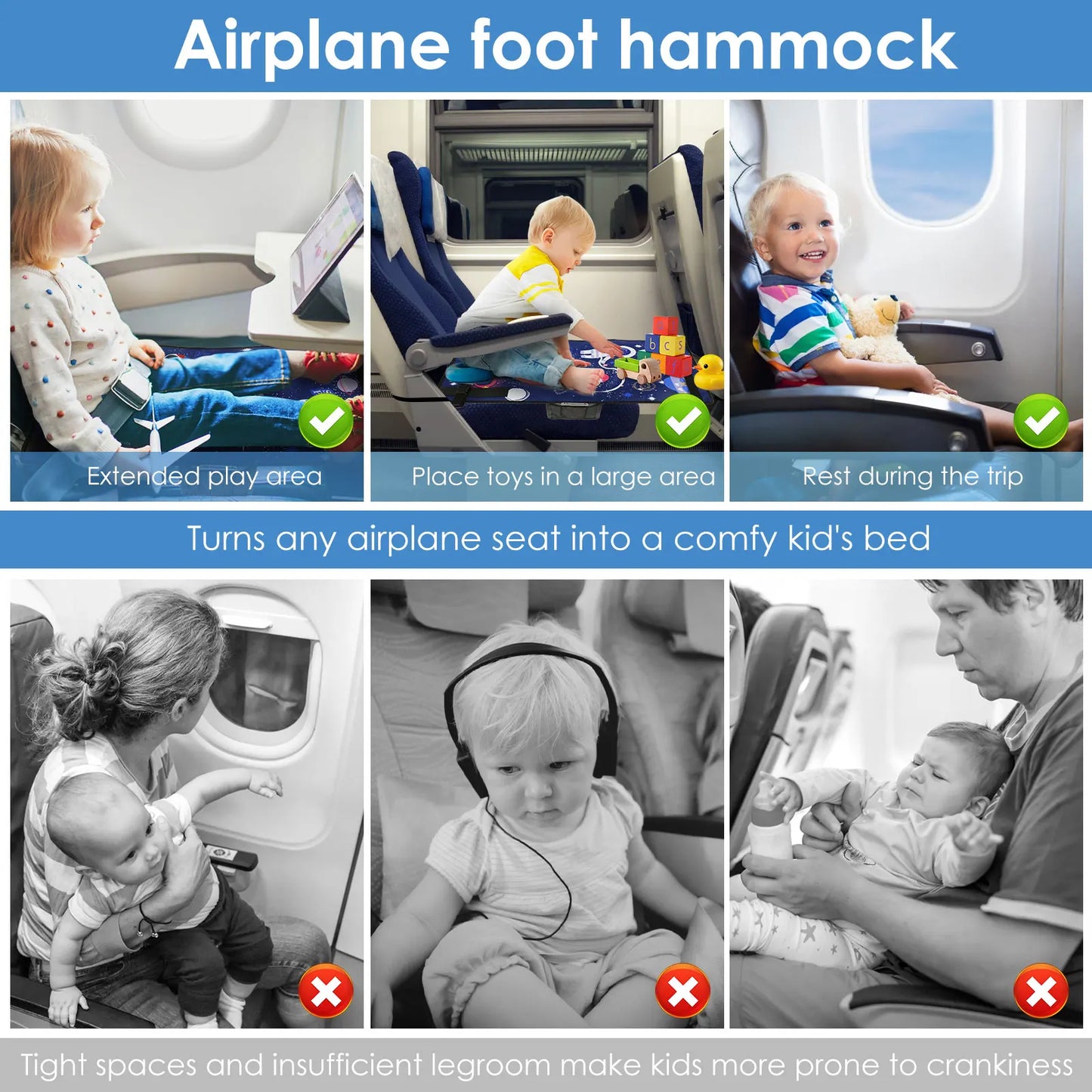 Kids Travel Airplane Bed Baby Pedals Bed Portable Travel Foot Rest