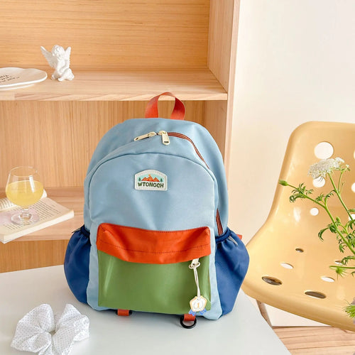 New Color Block Kids Backpack Lightweight Kindergarten School Bag for