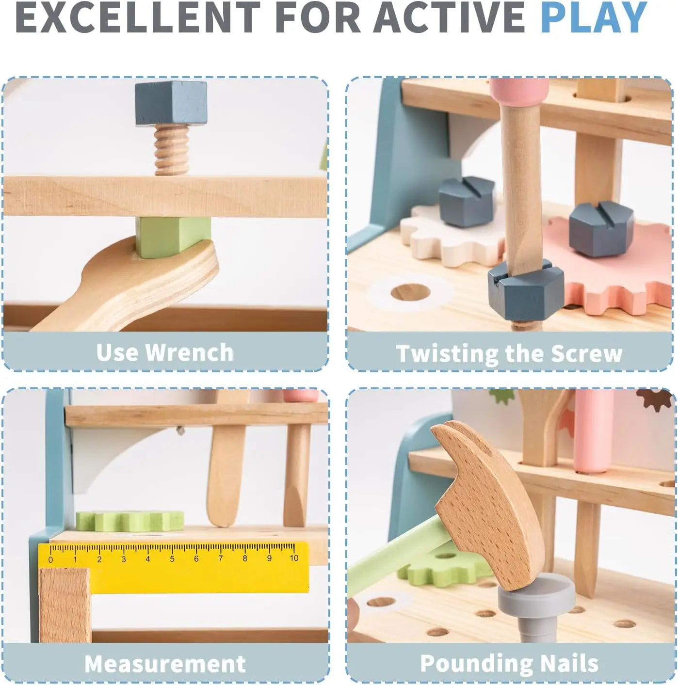 Montessori Wooden Kids Tool Bench Set