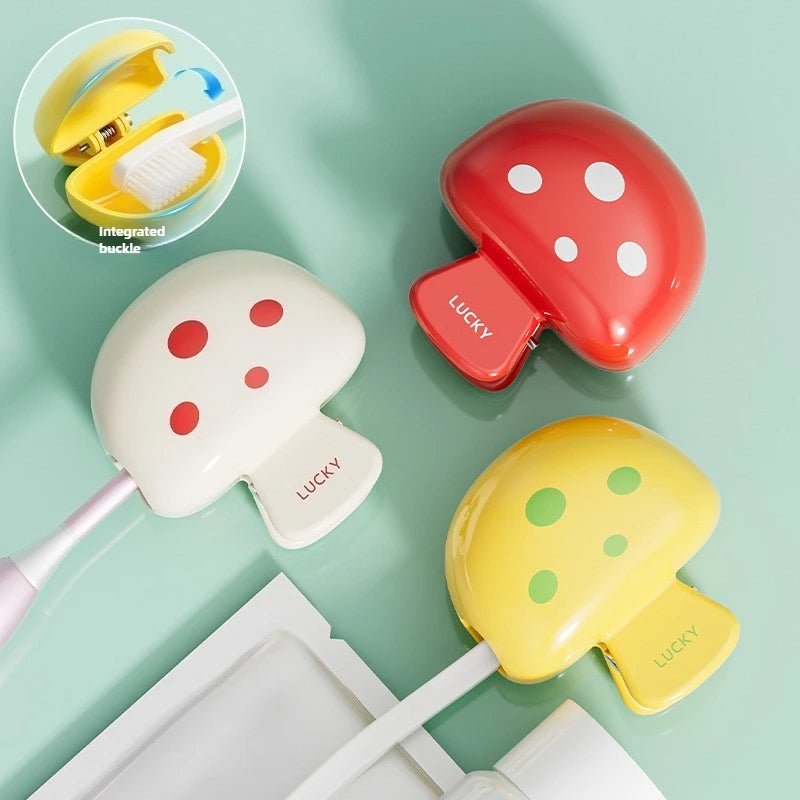 Mushroom-Design Toothbrush Cover - BPA-Free PP Travel Case with Dust