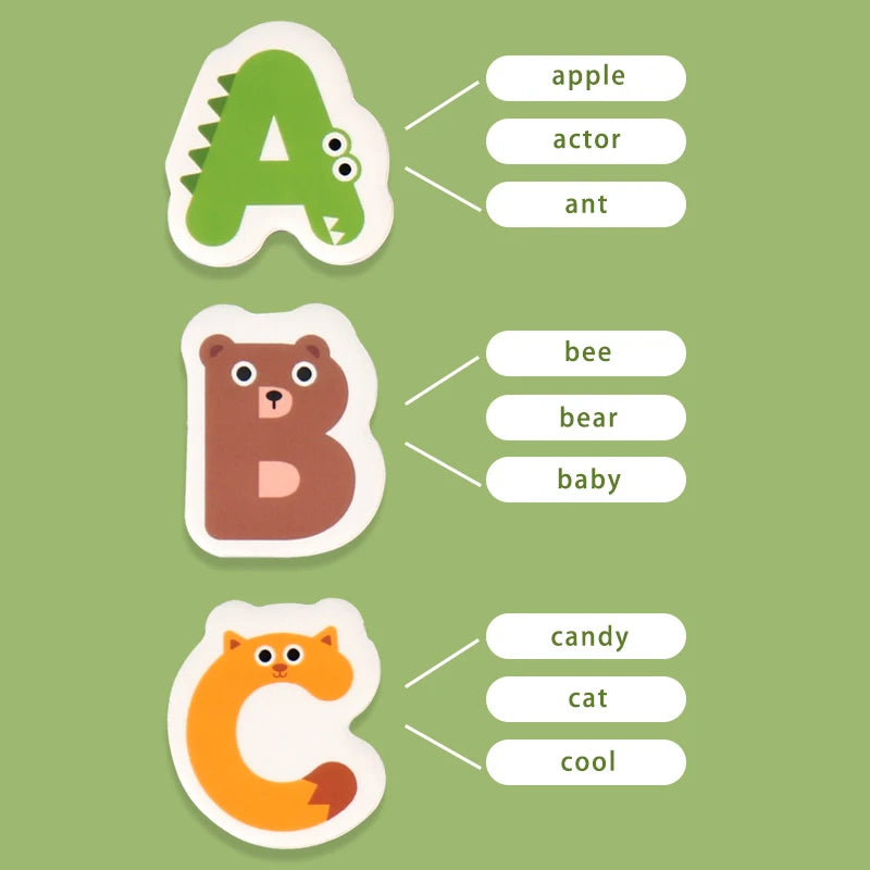 Montessori Busy Quiet Book English Magnetic Letters Card Pairing