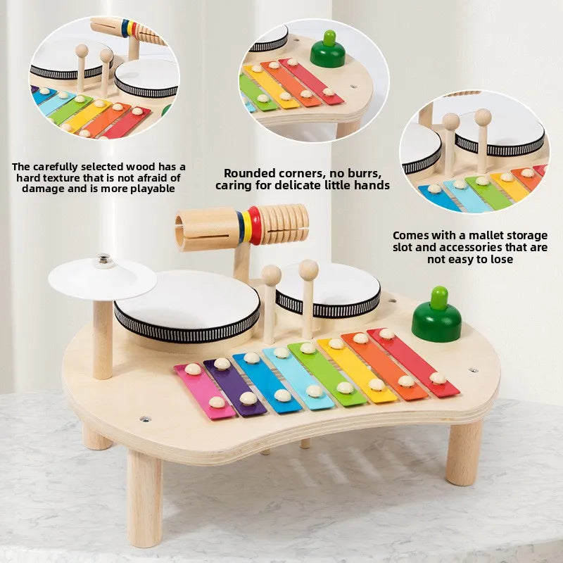 Multi-function Baby Music Table Toys Wooden Musical Instrument Toys