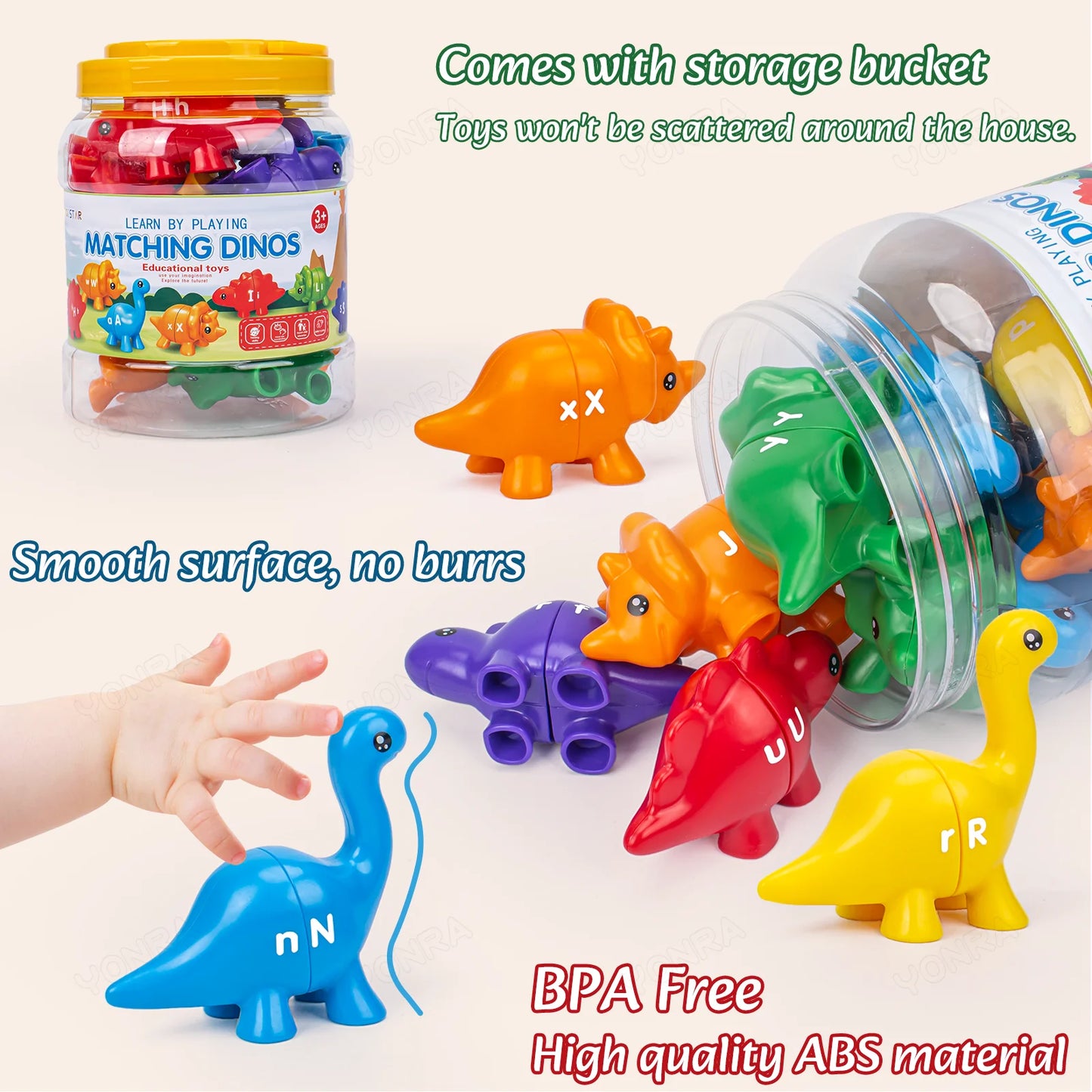Montessori Matching Dinosaur Set | Alphabet, Numbers & Patterns