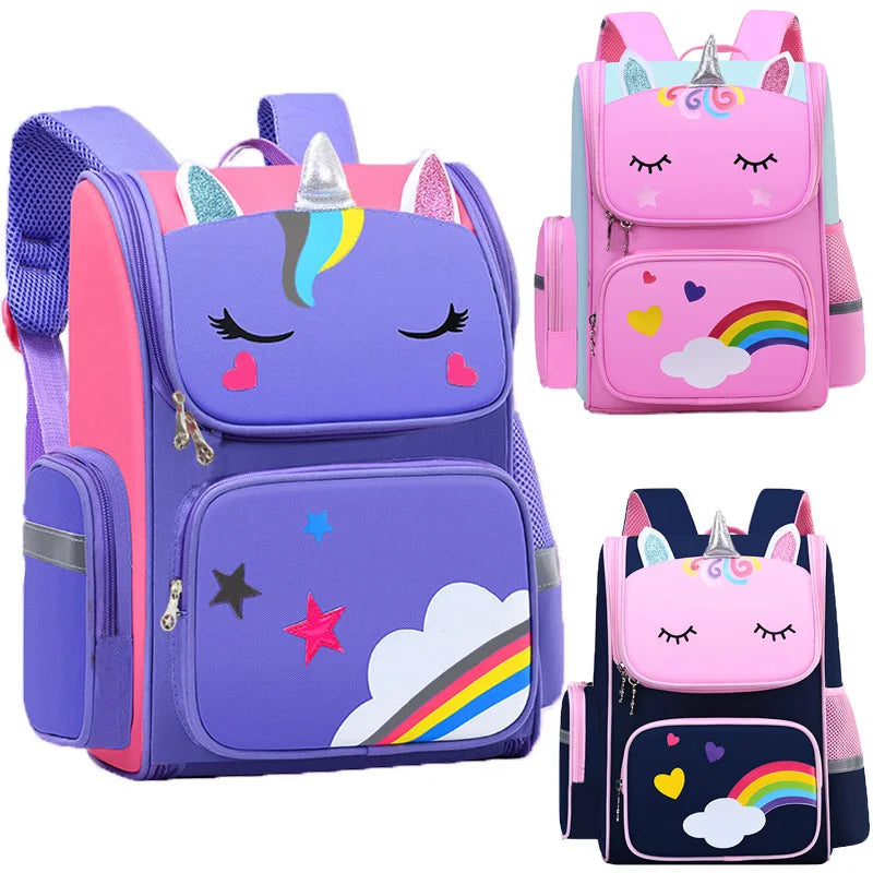 Kid Backpack for Girl Unicorn Children Bookbag Rainbow Eyes School Bag