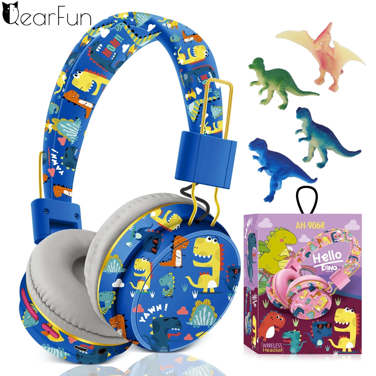 Dinosaur Kids Headphones Wirless Bluetooth Headset Stereo Music