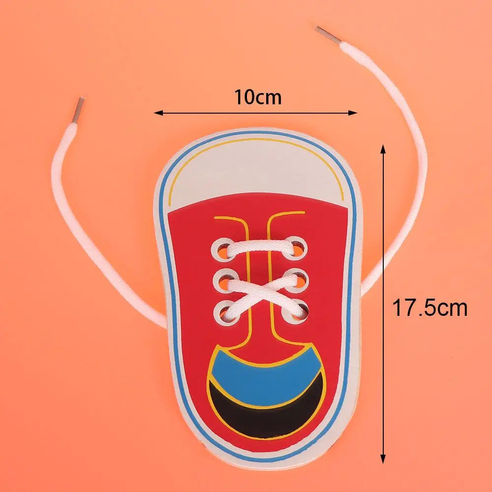 Practice Montessori Learning  Wooden Shoe Lace Educational Toys Tie