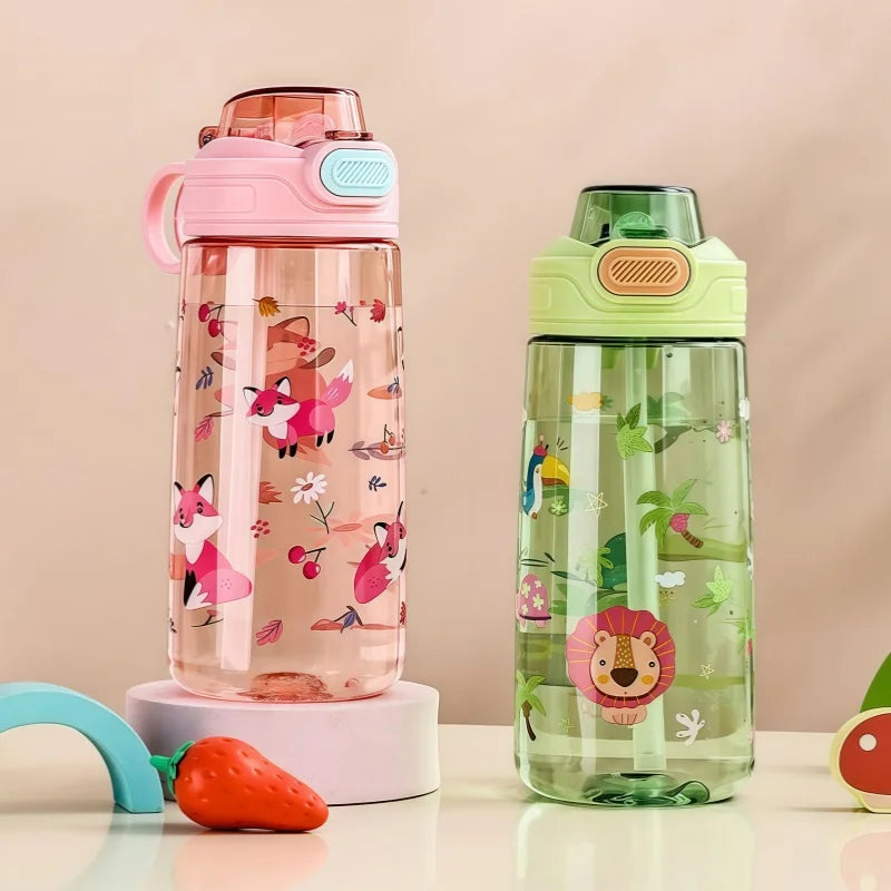 550ml Kids Cartoon Animal Water Bottle with Safety Lock Portable