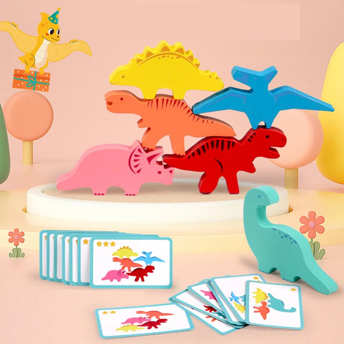 Wooden Balance Blocks Toys For Children Animal Dinosaur Building