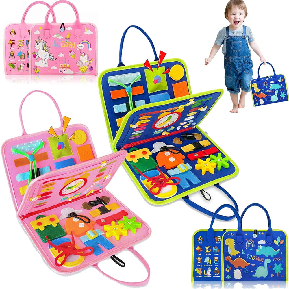 Toddler Montessori Busy Board Backpack | 18 Educational Activities