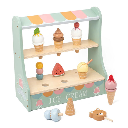 Wooden Ice Cream Shop Play Set – Montessori Pretend Play Toy for Kids
