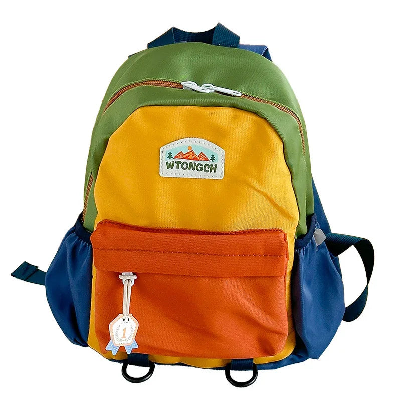 New Color Block Kids Backpack Lightweight Kindergarten School Bag for