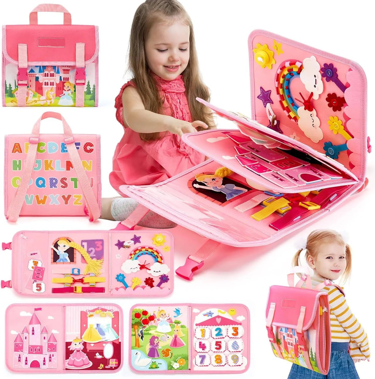 Toddler Montessori Busy Board Backpack | 18 Educational Activities