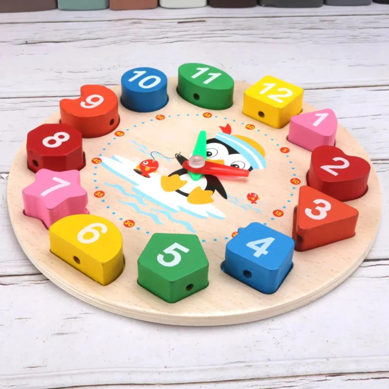 Montessori Wooden Learning Clock | Time, Numbers & Lacing Activity