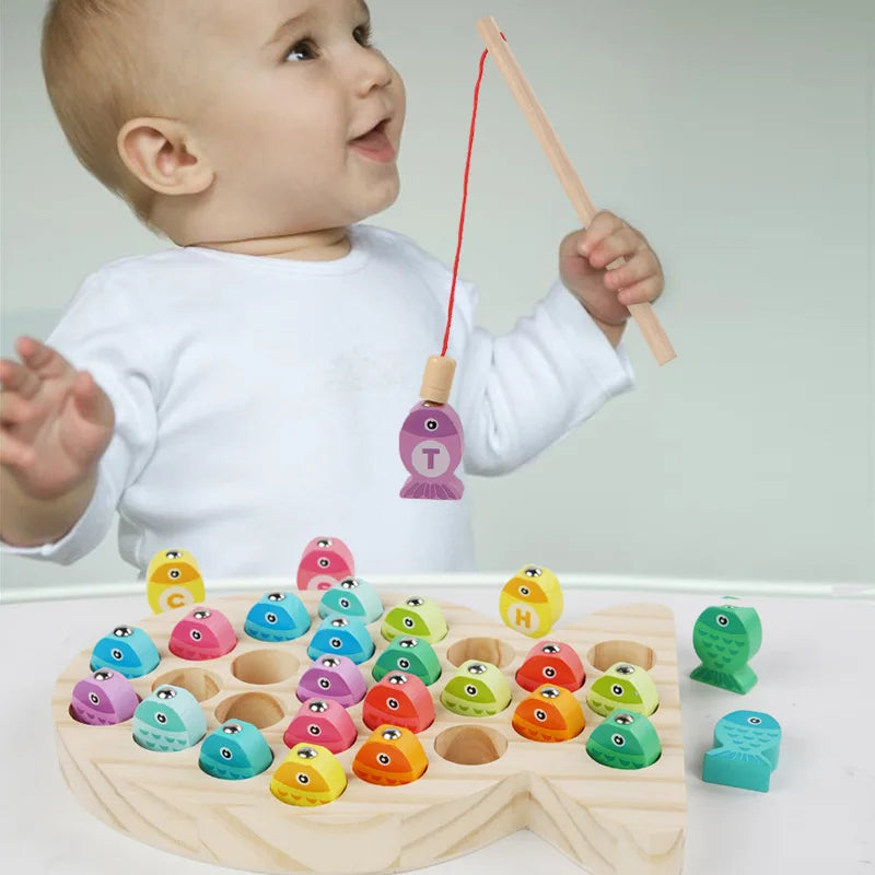 Wooden Children Fishing Toys Baby Montessori Early Education Toys Kids