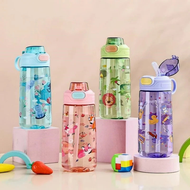 550ml Kids Cartoon Animal Water Bottle with Safety Lock Portable
