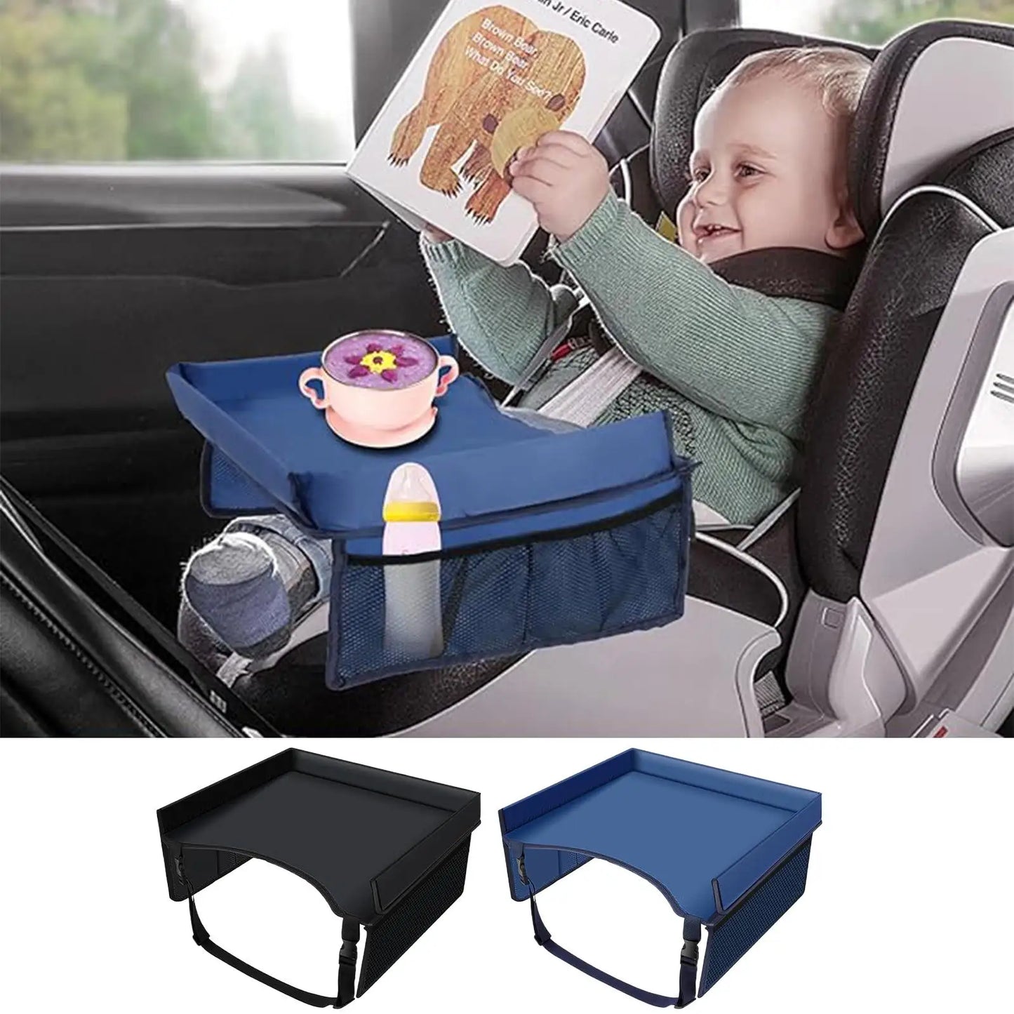 Car Seat Travel Tray Safety Seat Play Table Organizer Storage Snacks