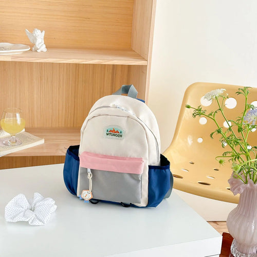 New Color Block Kids Backpack Lightweight Kindergarten School Bag for