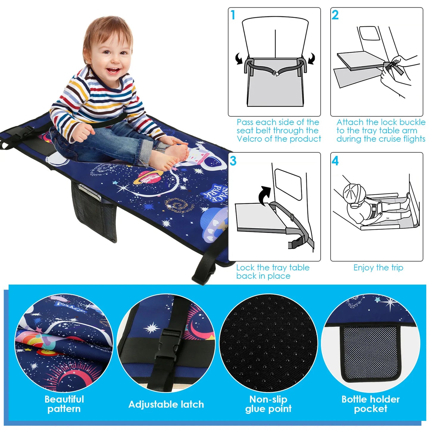 Kids Travel Airplane Bed Baby Pedals Bed Portable Travel Foot Rest