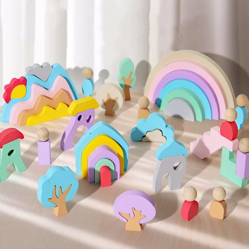 Montessori Wooden Rainbow Stacking Toy