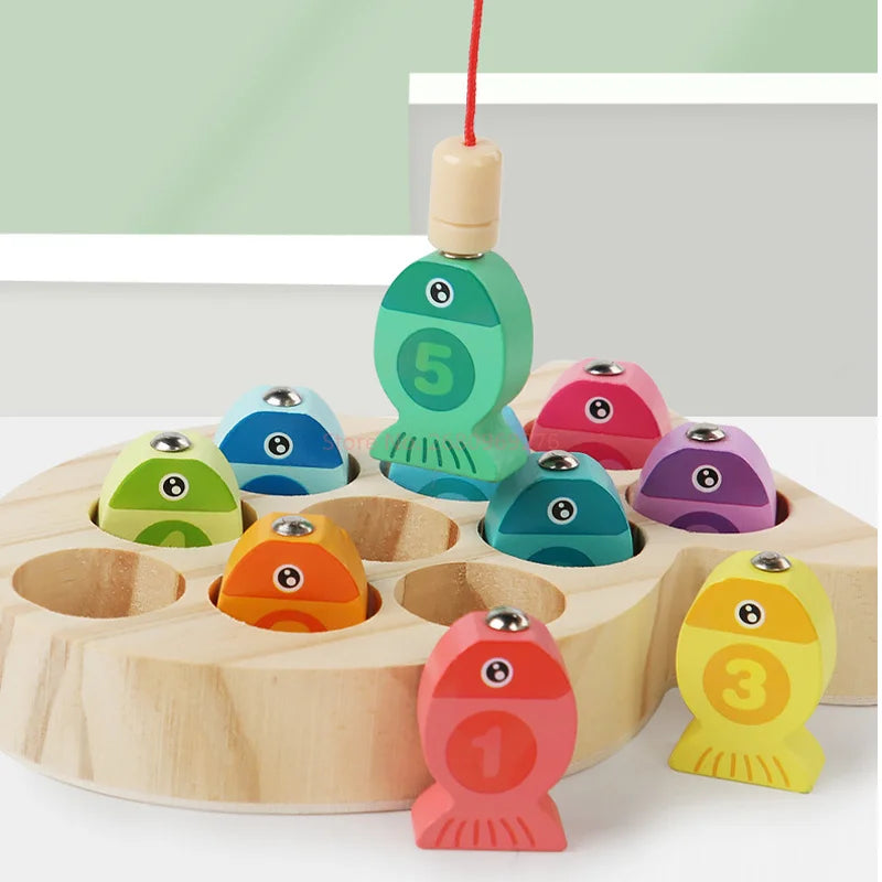 Wooden Children Fishing Toys Baby Montessori Early Education Toys Kids