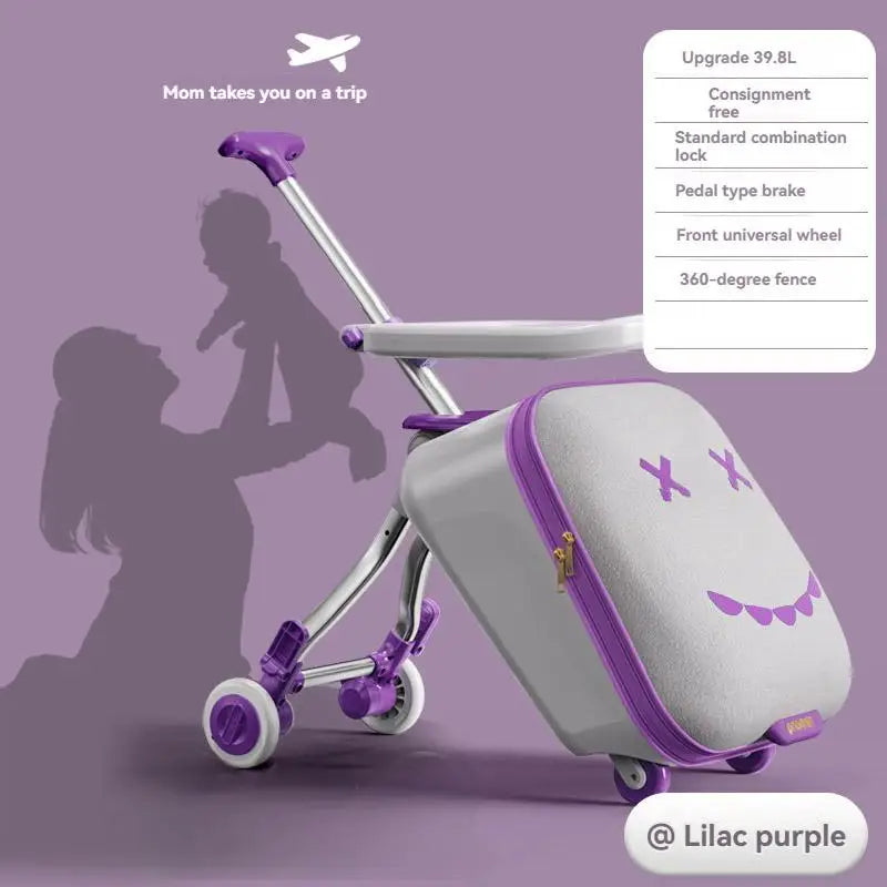 A Children's Suitcase with a Handle, a Travel Case, a Stroller for