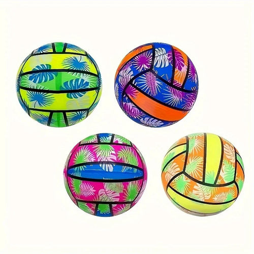 4/2/1pcs Inflatable Beach Volleyballs 4pcs - Tropical Leaf Print PVC