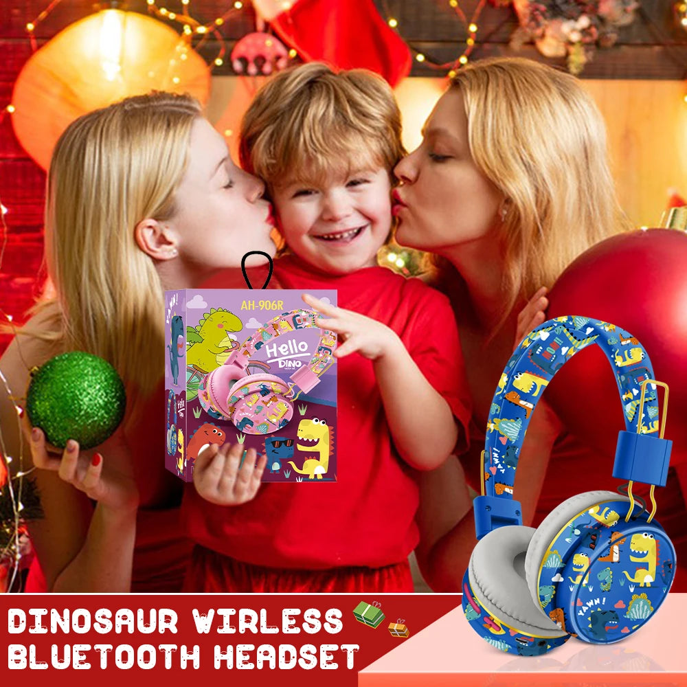 Dinosaur Kids Headphones Wirless Bluetooth Headset Stereo Music
