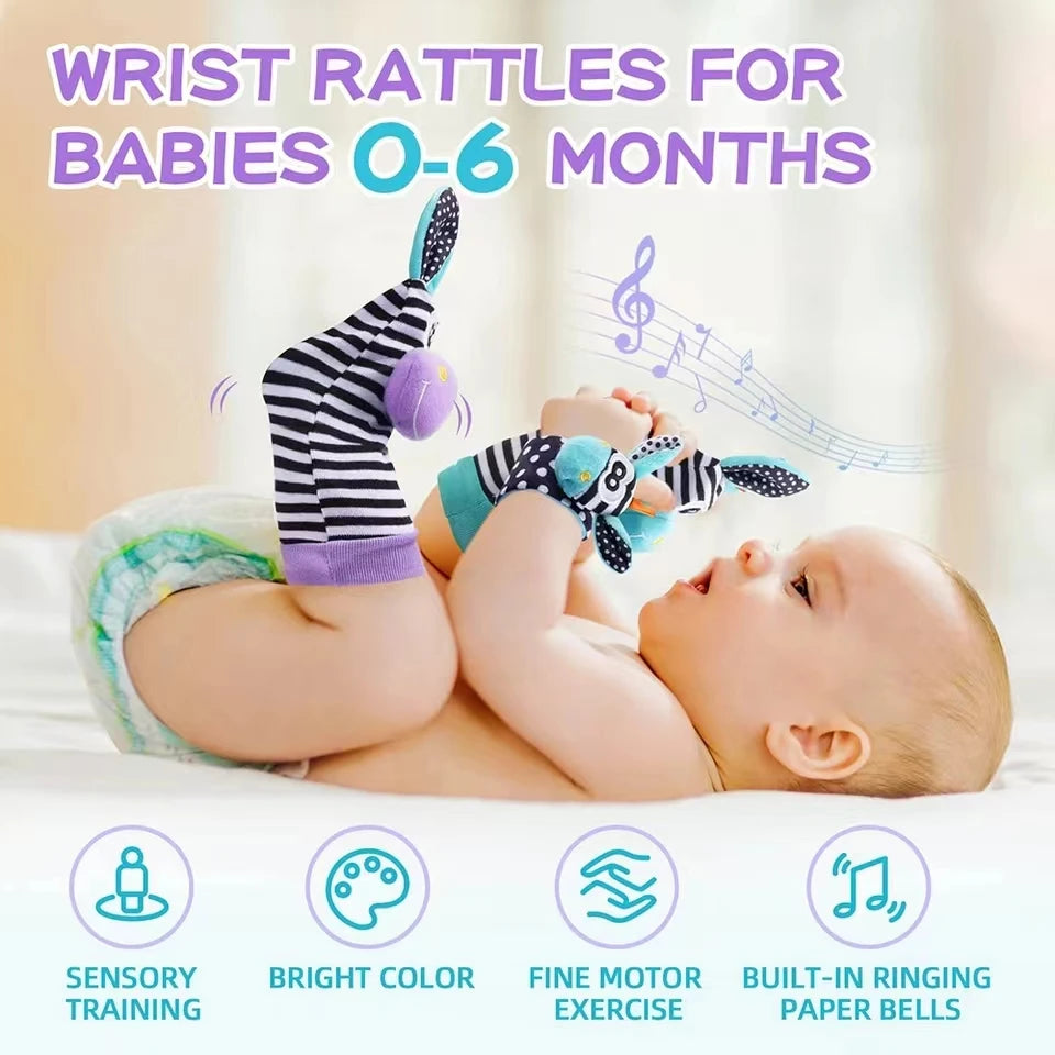 Baby Wrist & Foot Rattle Socks Set