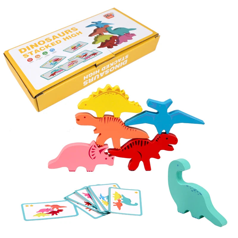 Wooden Balance Blocks Toys For Children Animal Dinosaur Building